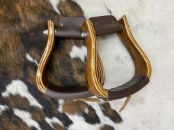 Showman Polished Mahogany wooden stirrups #3